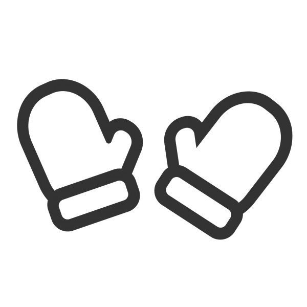 Illustration von zwei einfachen Handschuhen in Schwarz-Weiß.