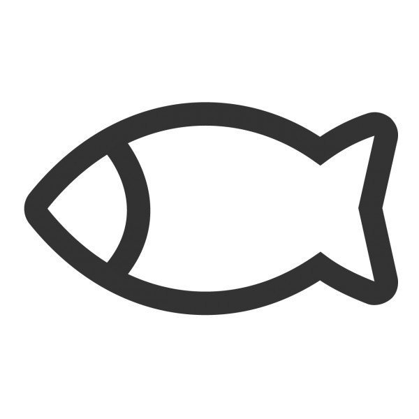 Stilisierte Zeichnung eines Fisches in Schwarz-Weiß.